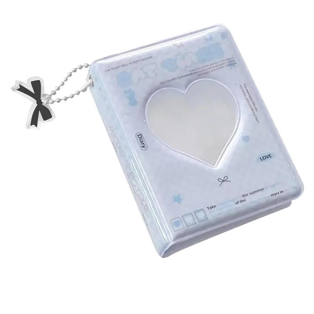 Photocard Binder 4 Set Kpop Photocard Holder Book 40 Pockets Love Heart Hollow Business Card Water Resistant Binder(Blue)