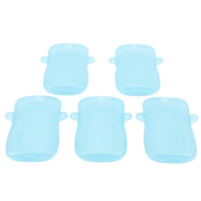 Zunate Squeeze Proof Food Pouch Holder Set for Infants, Leak Proof No Mess Design, Safe Plastic Material, Easy to Clean, Multifunctional Use for Baby Food, Includes 5 Pink Holders (Blue)
