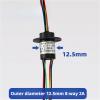 1pcs 2/4/6/8/12/18 Channel Micro Rotate Slip Ring 2A Diameter 12.5mm For RC Excavator Model DIY PTZ Gimbal Electric Collector Rings(SRM-12-02A) view 2
