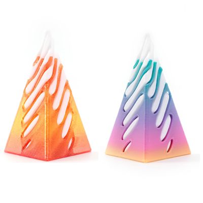 3D Printed Impossible Cone,Spiral Cone Fidget Toy Impossible Pyramid Passthrough Toy,3D Printed Spiral Cone Fidget Toy 2PCS Pyramid(Crystal Sunrise&Rainbow No.1)