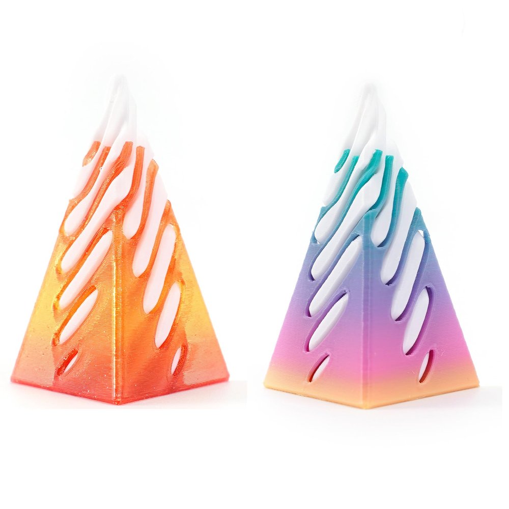 3D Printed Impossible Cone,Spiral Cone Fidget Toy Impossible Pyramid Passthrough Toy,3D Printed Spiral Cone Fidget Toy 2PCS Pyramid(Crystal Sunrise&Rainbow No.1)