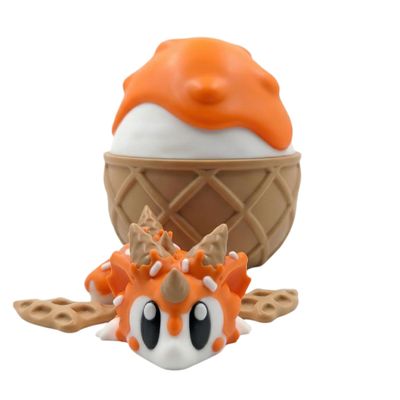 3D Printed Articulated Dragon in Mystery Egg - Fully Posable Dragon Fidget Toy, Stress Relief Desk Accessory & Desktop Decor, Unique Fantasy Gift for Dragon Lovers (Sweet Sundae)