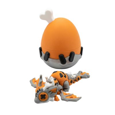 3D Printed Articulated Dragon in Mystery Egg - Fully Posable Dragon Fidget Toy, Stress Relief Desk Accessory & Desktop Decor, Unique Fantasy Gift for Dragon Lovers (Autumn Pumpkin)
