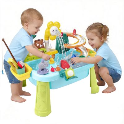 BaiLuSong Water Table for Toddlers 1-3: 2-in-1 Water Play Table with Electric Pump & Running Water Play Sink, 39PCS Sensory Outdoor Water Toy for Backyard, Easy Assembly, Summer Birthday Gift for Kids