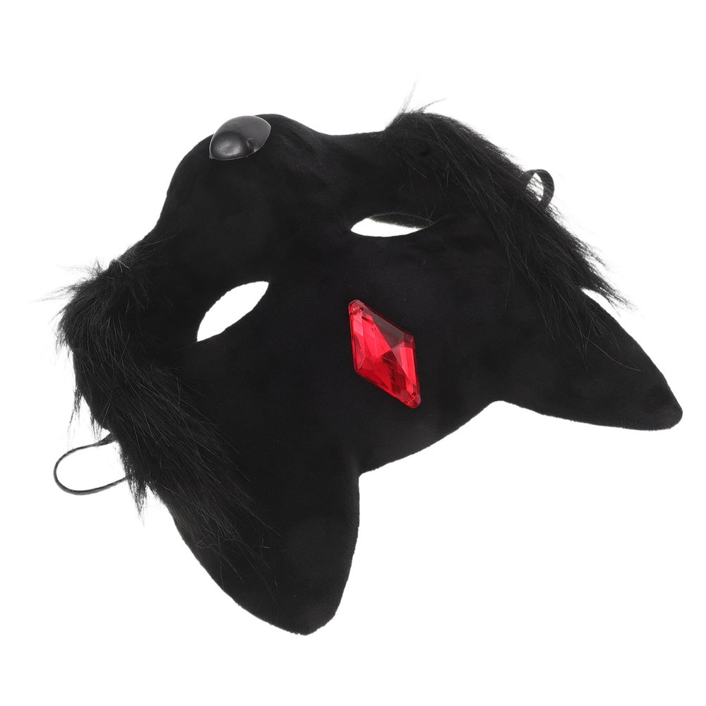 Abaodam Halloween Cat and Fox Animal for Women, Black Half Face Cosplay Party Accessory, Kitten Dress up Mask for Halloween and Costume Events