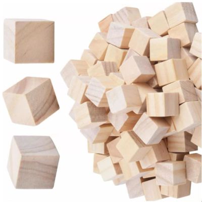 YUEHISY 100pcs 2cm Square Wooden Cubes Smoothed Surface for Art Projects and ParentChild Fun