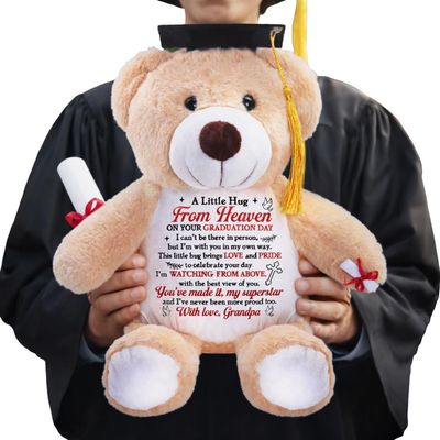 A Little Hug from Heaven on Your Graduation, A Little Hug from Heaven Personalized Graduation Teddy Bear, Graduation Bear from Grandpa in Heaven, Graduation Bear Plush from Heaven 2026, Sympathy Gifts