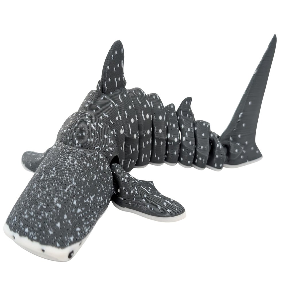 3D MENAGERIE 3D Printed Articulated Whale Shark- Gift Fidget Toy (Dark Grey, Small)
