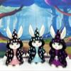 3pcs Wizard Bunny | 3D Printed | Articulated Toy Magical Wizard Bunny Figurine Pink Bunny Black Robe with Stars WB001-3X view 1