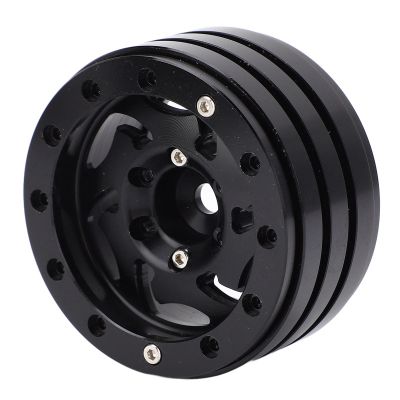 4pcs RC Beadlock Rim 1.9 Inch 12mm Hex CNC Aluminum Alloy Wheel Hub, RC Crawler Beadlock Wheel Rim Set with Screws for 1/10 Scale SCX10 Off - Road Vehicles (Black)
