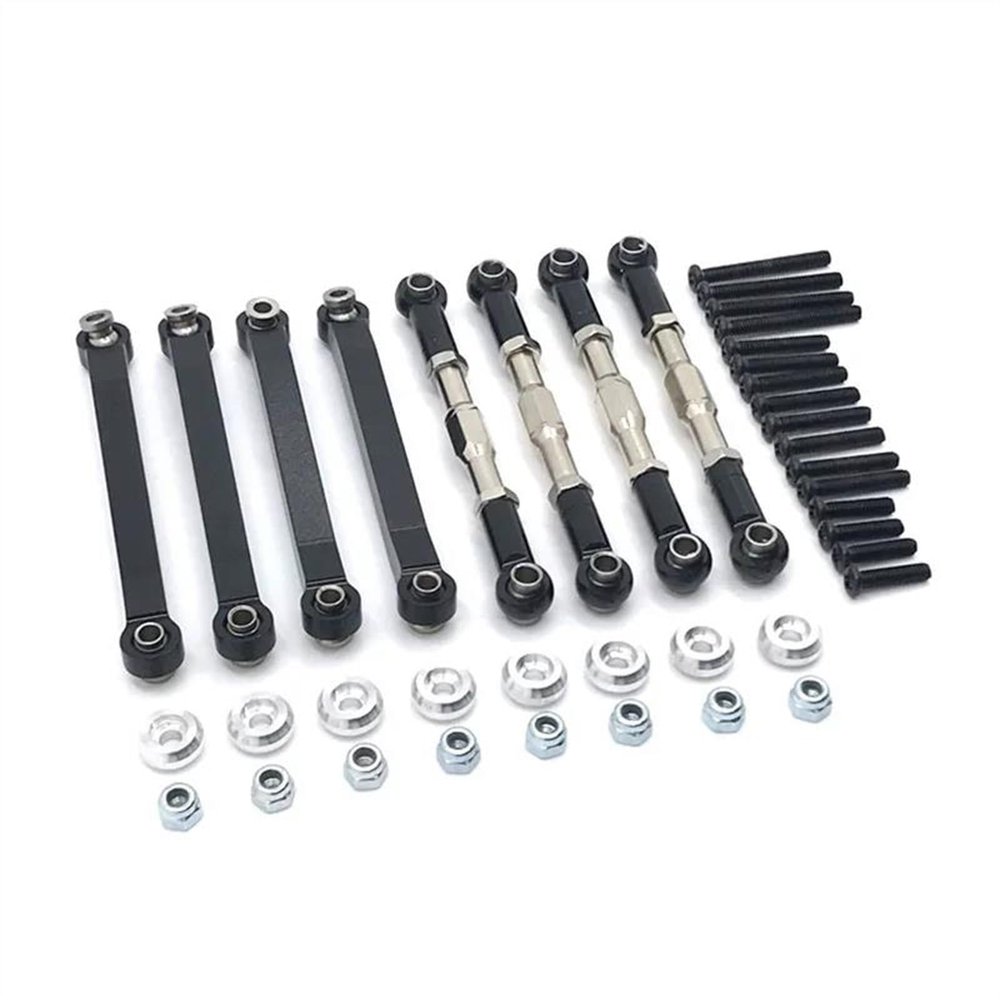 cvking RC Car Parts for MN D96 D90 MN45 MN98 MN99S 1/12 Metal for Chassis Link Rod Pull Tie Linkage rc Car Upgrades Parts Replacement Accessories(Black)