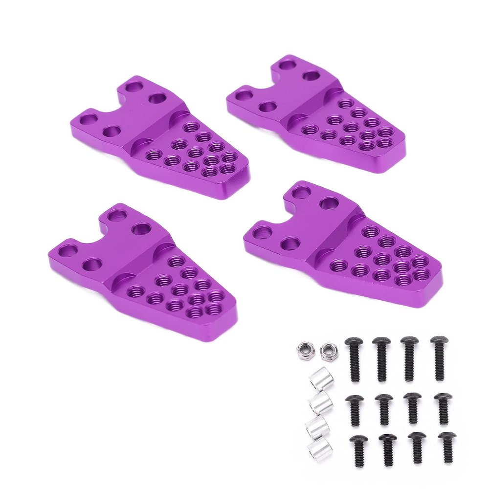 4pcs RC Mount Aluminum Alloy Adjustment Bracket, Durable CNC Anodized RC Crawler Shocks Mount with Multiple Holes for 1/8 1/10 Simulation Climbing Car (Purple)