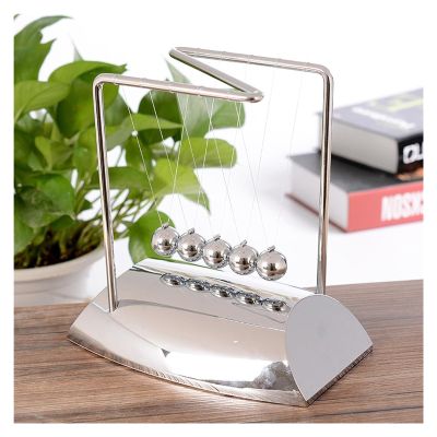 18cm Newton's Cradle, Steel Pendulum Balance Balls Desk Ornament, Metal & PVC Structure, Easy Assembly, Physics Educational Stress Relief Decor for Office, Classroom and Library