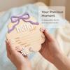 TTMerriwood Hello World Wooden Baby Birth Announcement Sign with Pink Bow, Cloud Shape Floral Newborn Name Date Time Weight Length Board, Baby Girl Nursery Photo Prop (Purple) view 4