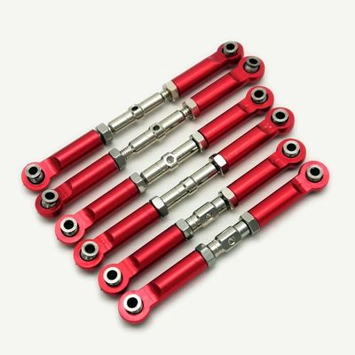 6pcs Stainless Steel Adjustable Steering Links 88mm Camber Links 80mm Rear Camber Links 71mm with Aluminum Ends Red for Traxxas 1/8 Jato 4x4 9027 9029 9028