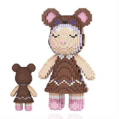 SehrKlug 12.6" Anny Sister Teddy Blocks, Micro Bear Building Bricks Set, DIY Craft Kit for Adults, Ages 14+ - Cute Collectible Home Decor for Office or Bookshelf, Keep Busy, Stress Relief - Birthdays