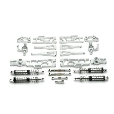 11-Piece Metal RC Suspension & Steering Parts Set Includes Swing Arms, Steering Cups, Shock Absorbers Compatible with 1/10 & 1/12 Scale Off-Road RC Cars(Silver)