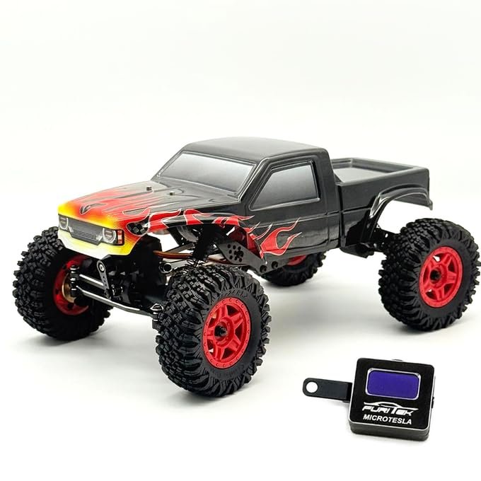 furitek Terra COMP 1/18 RTR Crawler - Remote Control Car, RC Rock Crawler 1/18 Scale w Carbon Fiber Chassis n 2-in-1 Outrunner Brushless System for Adults, RC Hobbyists (Black Flame (w Digiboard))