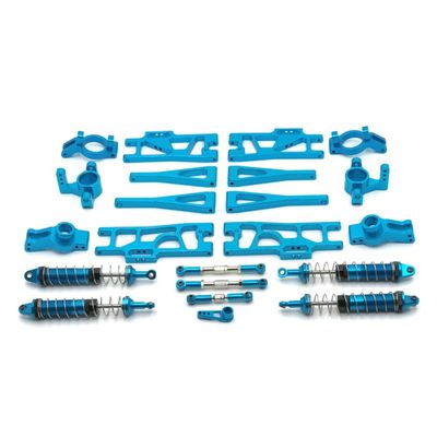 11-Piece Metal RC Suspension & Steering Parts Set Includes Swing Arms, Steering Cups, Shock Absorbers Compatible with 1/10 & 1/12 Scale Off-Road RC Cars(Blue)