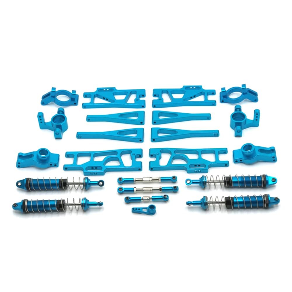 11-Piece Metal RC Suspension & Steering Parts Set Includes Swing Arms, Steering Cups, Shock Absorbers Compatible with 1/10 & 1/12 Scale Off-Road RC Cars(Blue)