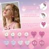 Mikovivi 6 Pairs of Pearl Heart Gemstone Clip on Earrings for Little Girls, Resin Colorful Clip on Earrings with Silicone Ear Pads for Teenagers Kids Dress Up Jewelry view 4