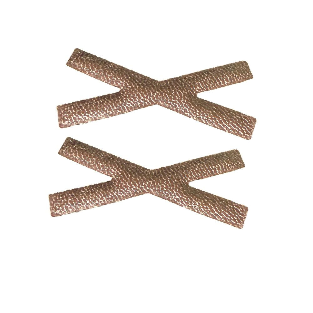 Kamipita Cross X Mini Type, 1.96 * 0.82inches, 2-Pack, Non-Stain Hair Clips, Hairpins (Faux leather Brown)