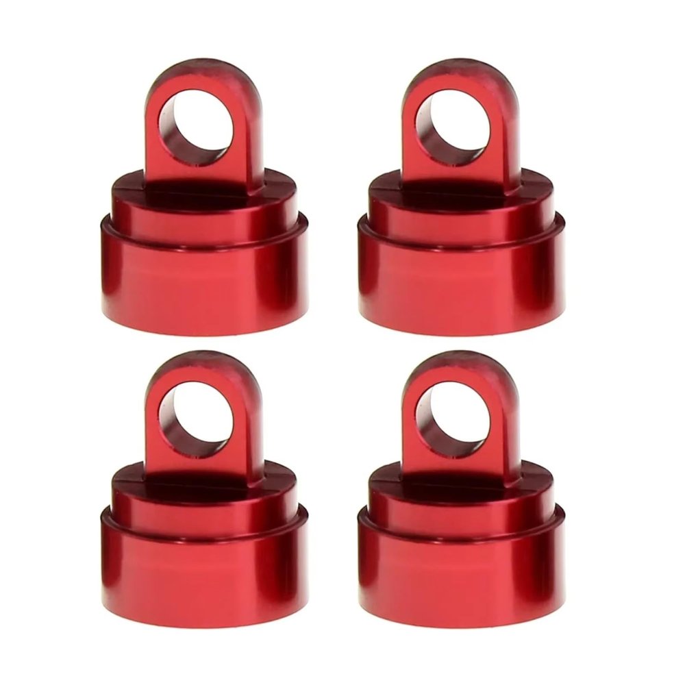 Compatible with Traxxas for Slash 2WD 4X4 for VXL for Rustler for Hoss 1/10 RC Car Upgrade Parts 4pcs Metal Big Bore Absorber Shock Caps RC Accessories(Red)