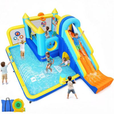AKEYDIY Inflatable Bounce House, 15-in-1 Big Water Slide Backyard for Kids 312, Outdoor/Indoor Jumping Castle with with Jumping Area, Long Slide, Tunnel, Climbing Wall&Ball Pit