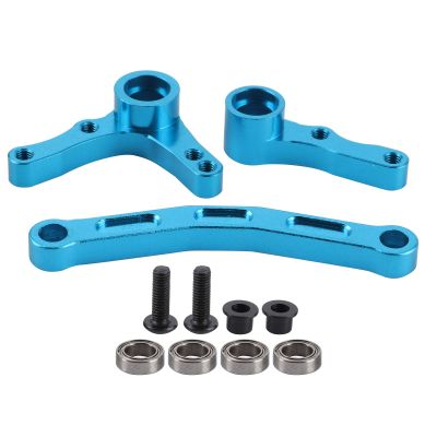 Oyhhalginate RC Steering Servo Saver Complete Set, Aluminum Alloy RC Steering Assembly for 1/10 Remote Control Car, Easy Installation with All Mounting Hardware Included (Blue)