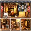 ISSEVE Book Nook Kit, Japanese Dollhouse Booknooks Kit Bookshelf Decoration view 3
