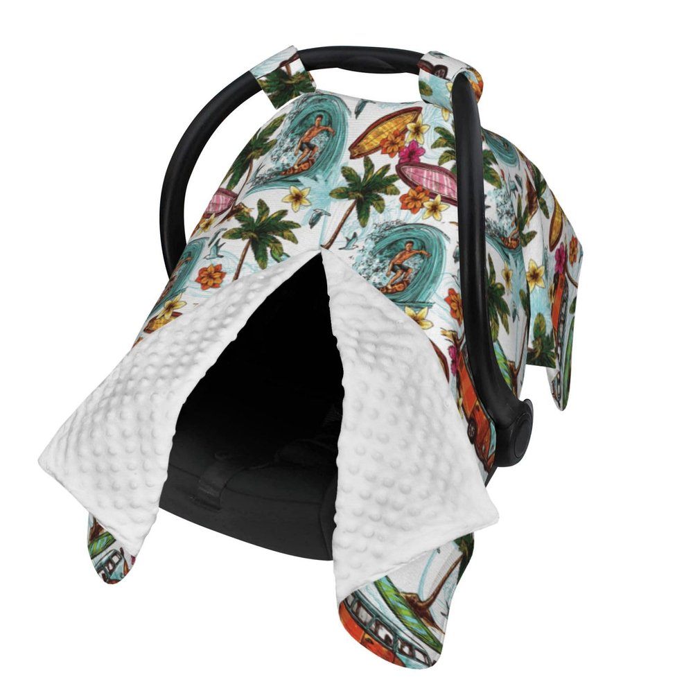 Hawaiian Surfer Baby Car Seat Canopy Cover, Nursing Cover for Newborn, Western Baby Stuff Stroller Cover for All Seasons