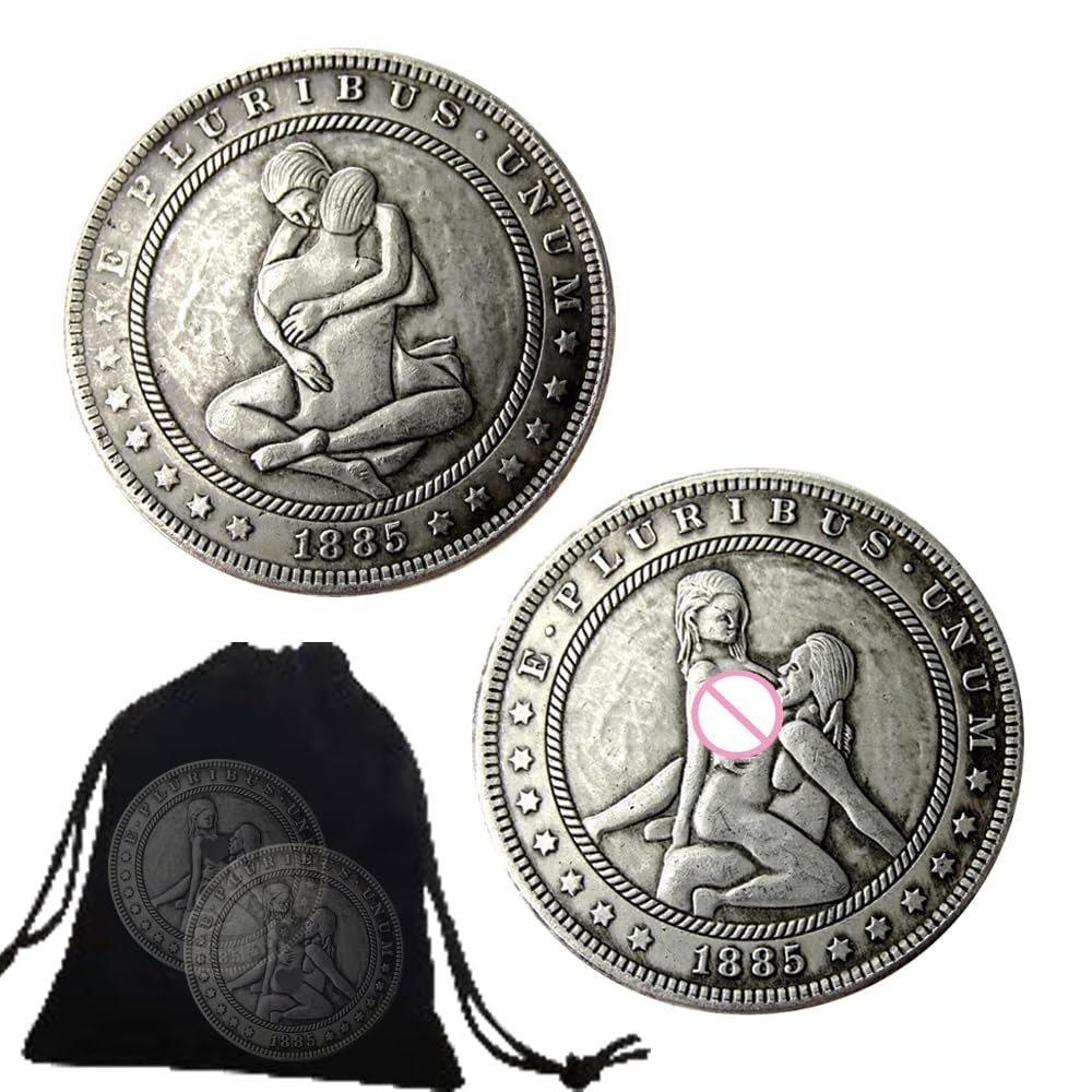 2Pcs Husband Kiss Girl Nightclub Game Challenge Coins Role Playing Props Hobo Nickel Decision Coin Prayer Token Gifts for Couple, Husband and Wife, Collectors, and Enthusiasts