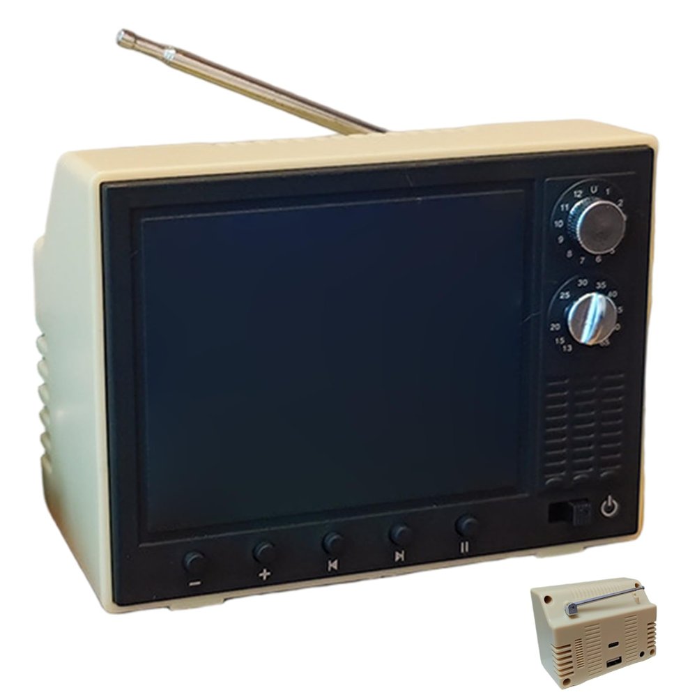 1:12 Scale Mini Retro TV Toy for Dollhouse 720P HD 2.4 Inch Miniature Furniture & Accessories with 8GB Storage USB Playback (Yellow)