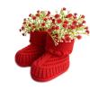 FABRST Baby Shower Decorations Set Newborn Baby Crochet Knitted Baby Booties with Babys Breath Flowers Bouquet Tables Centerpieces for Gender Reveal Party(Red) view 1