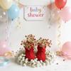FABRST Baby Shower Decorations Set Newborn Baby Crochet Knitted Baby Booties with Babys Breath Flowers Bouquet Tables Centerpieces for Gender Reveal Party(Red) view 2