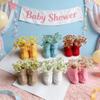 FABRST Baby Shower Decorations Set Newborn Baby Crochet Knitted Baby Booties with Babys Breath Flowers Bouquet Tables Centerpieces for Gender Reveal Party(Red) view 3