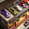kivcmds Display Case for Hot Wheels & Matchbox, Toy Car Garage with LED Lights, Auto Workshop Parking Garage Diorama for 1/64 Diecast Cars Display Storage view 4