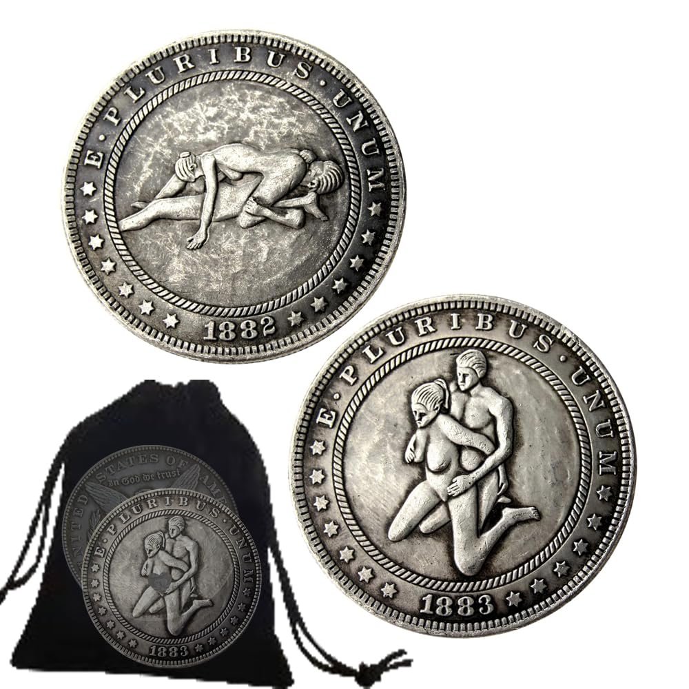 2Pcs Couple Lovers Sports Game Nightclub Challenge Coins Role Playing Props Party Game Decision Coin Prayer Token Gifts for Couple, Husband and Wife, Collectors