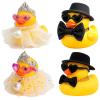 4Pcs Patitos para Jeep, Rubber Ducks for Jeeps, Bride and Groom Rubber Ducks for Wedding Favors, Marriage Souvenir, Marry Blessings, Dashboard Decorations for Daily Commuting, Office Desk Accessories view 1