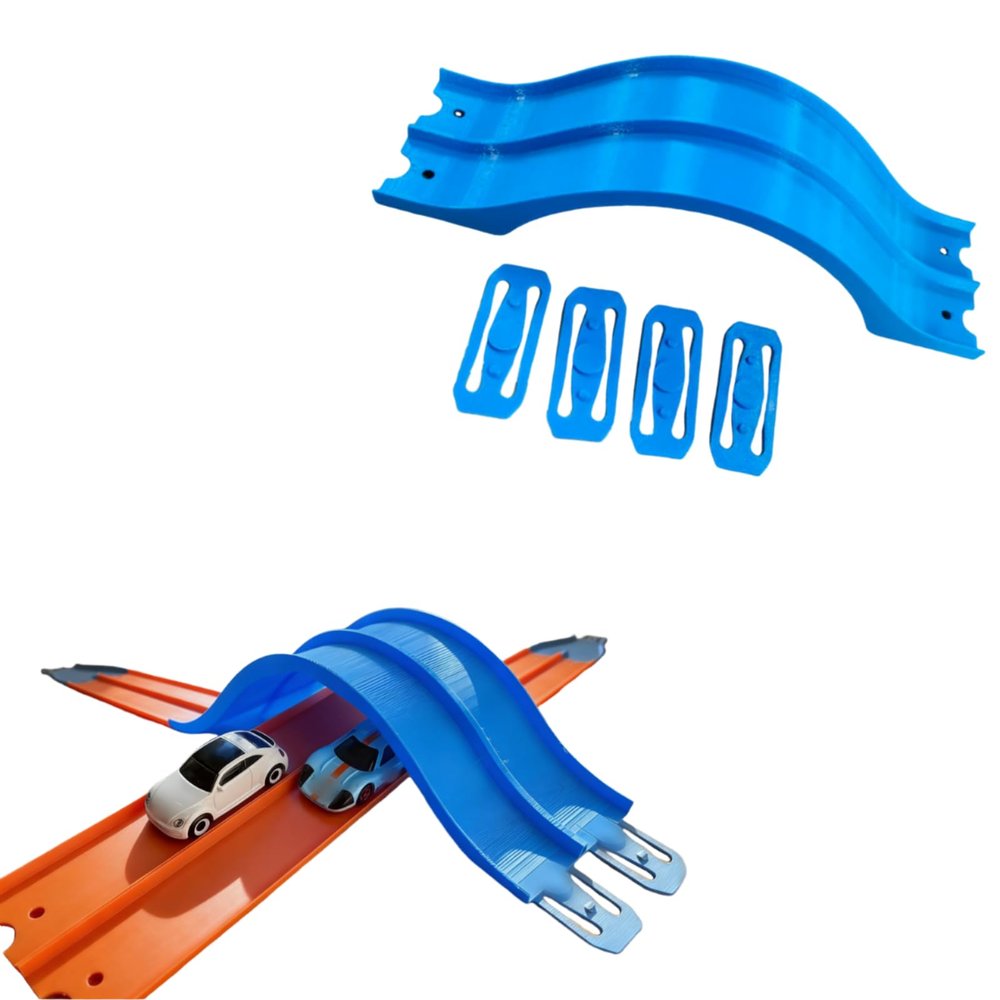 Double Lane Bridge Track Pieces Compatible with Hot Wheels, Two Lane Hump Jump Bridge Ramp Connectors, Track Builder with Dual Lane Design, Diecast Car Bridge Jump Track for Racing