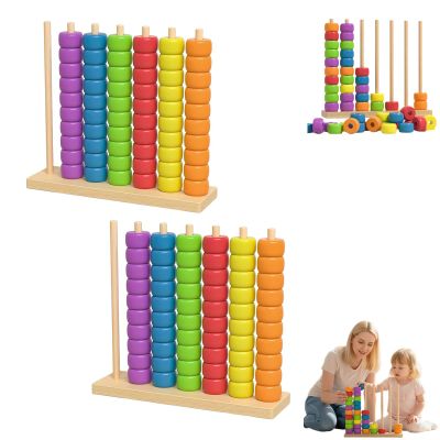 Wooden Color Match Challenge Game, Fast-Paced Rainbow Ring Stacking Puzzle Games for Learning & Sorting Color, Stacking Puzzle for Family & Adults, Speed & Strategy Games for Game Night