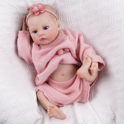 QIZWOD 18 Inch Realistic Awake Reborn Baby Doll - Full Body Vinyl Washable Hand-Painted Hair & Blue Eyes Newborn Girl, ASTM CPC Certified Gift for Granddaughters 3+