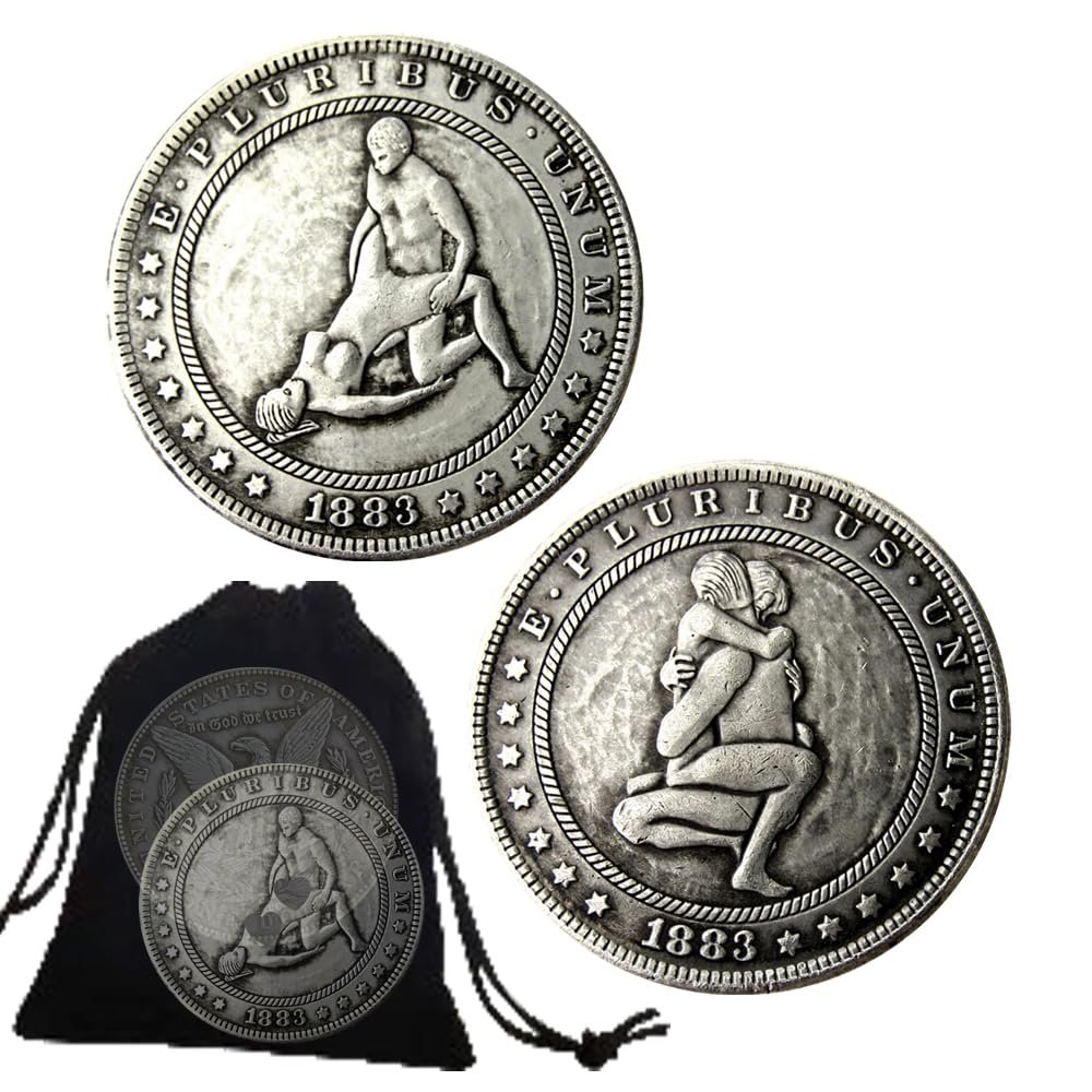 2Pcs Romantic Love Sport Couple Challenge Coins Nightclub Role Playing Props Party Game Decision Coin Prayer Token Gifts for Couple, Husband and Wife, Collectors