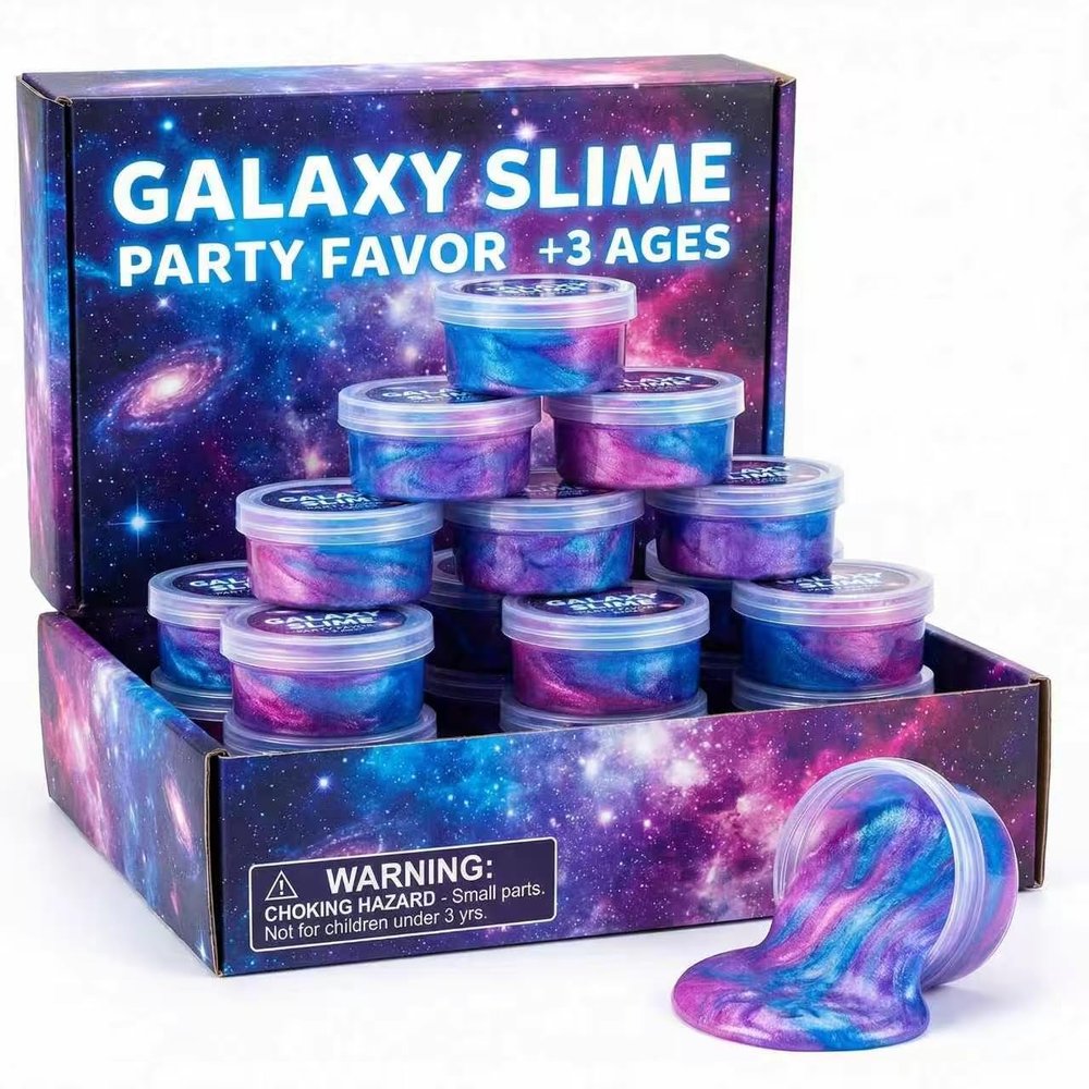 Galaxy Slime Kit, 24 Packs Galaxy Slime Party Favors for Kids - Soft Stretchy & Non-Sticky, for Kids Girls and Boys Stress Relief Toys, Squishy Sensory Toys, Birthday Gift, Space Party Supplies