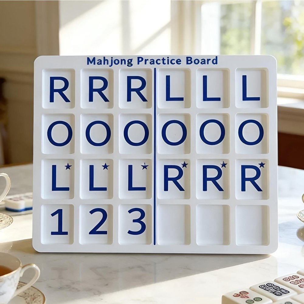 AzulHome Mahjong Solo Practice Board- Single Player Mahj Practice Board, 3D Printed American Mahjong Strategy Aid with 24 Slots- for Mahjong Lovers and Beginners (Blue)