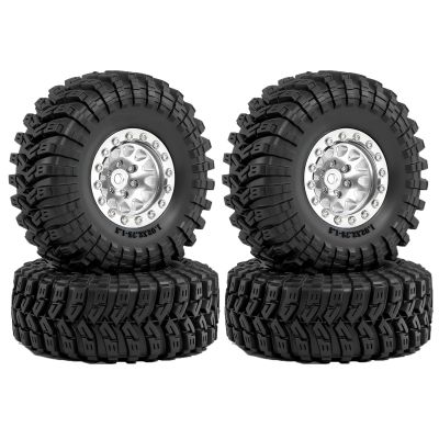 Models For FCX24 FCX24M For TRX4M For SCX24 AX24 1/18 1/24 4pcs 70mm 1.3inch Metal Beadlock Wheel Tire RC Crawler Car Repair Modify Parts(Silver)