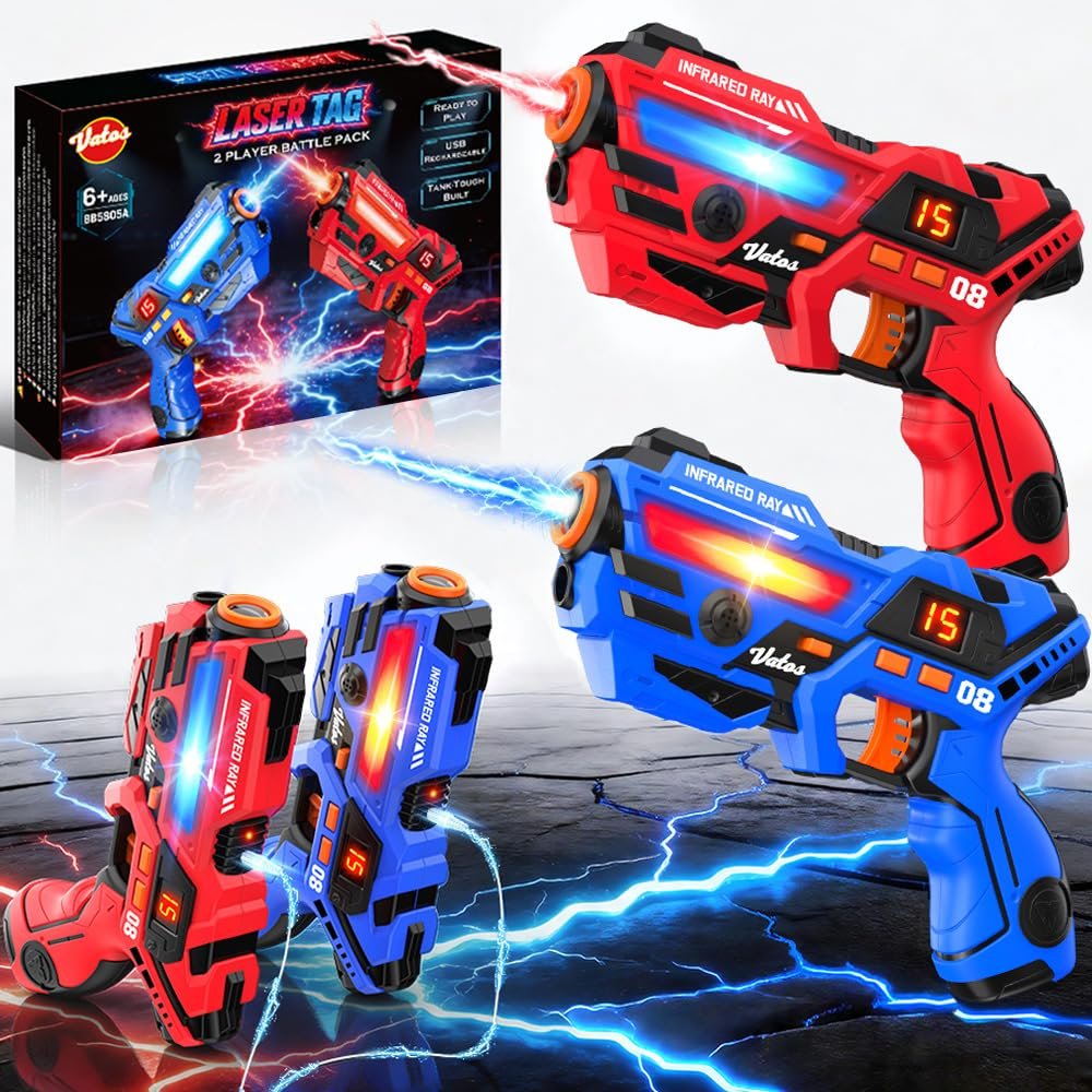 VATOS Rechargeable Kids Laser Tag Set for 2, Red & Blue