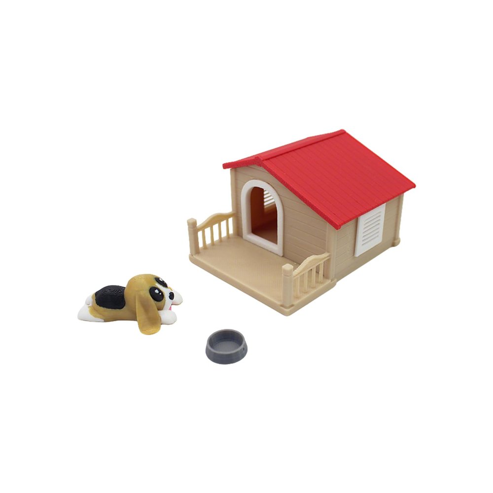 1:12 Scale Miniature Dollhouse Miniature Dog House with Dog+ Food Bowl Doll House Accessories and Furniture