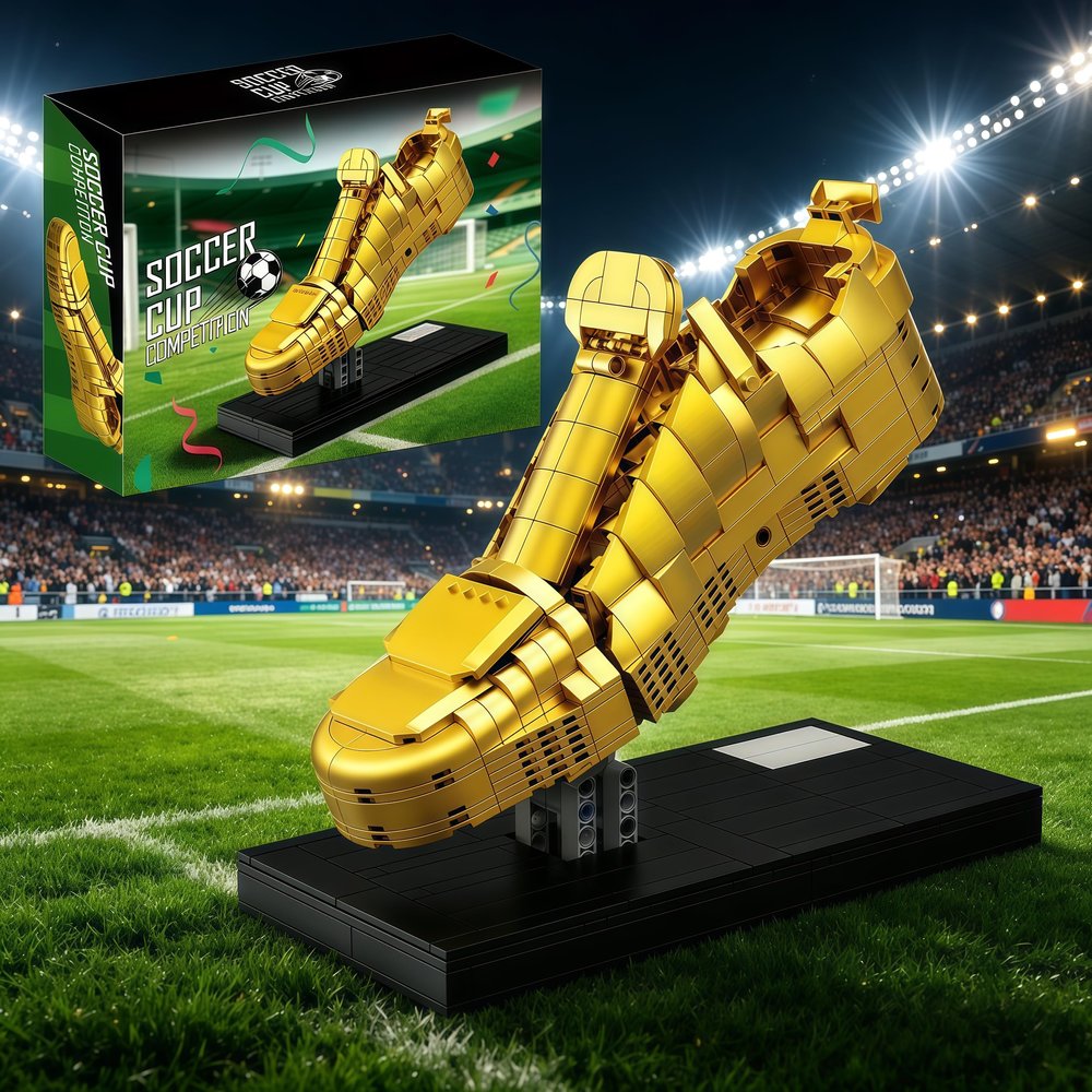 2026 Soccer Cup Golden Boot Trophy Building Set, Football Collectible Model Display Set for Adults,Bedroom or Home Office Decor,Ideal Soccer Gift for Father's Day & Soccer Fans/Sports Enthusiasts