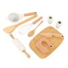 Luocute 10PCS Wooden Play Kitchen Accessories, Pretend Cookware Cooking Utensils Set with Chopping Board Spoon Shovel, for Boys and Girls Age 3 and Up view 4